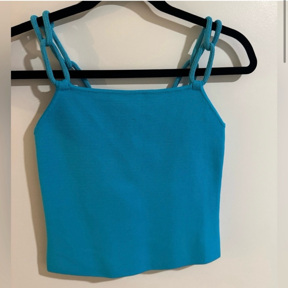House of Harlow 1960 Blue Fitted Crop Tank Top